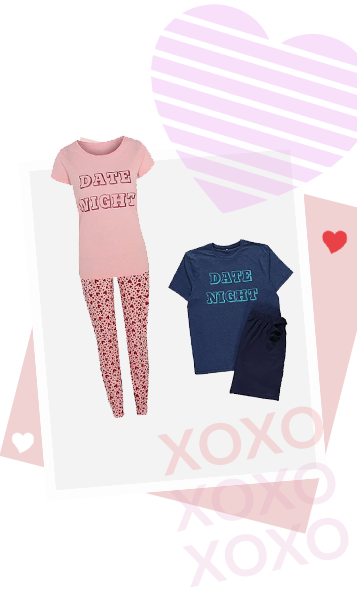 His and hers pyjamas are ideal for a date night in